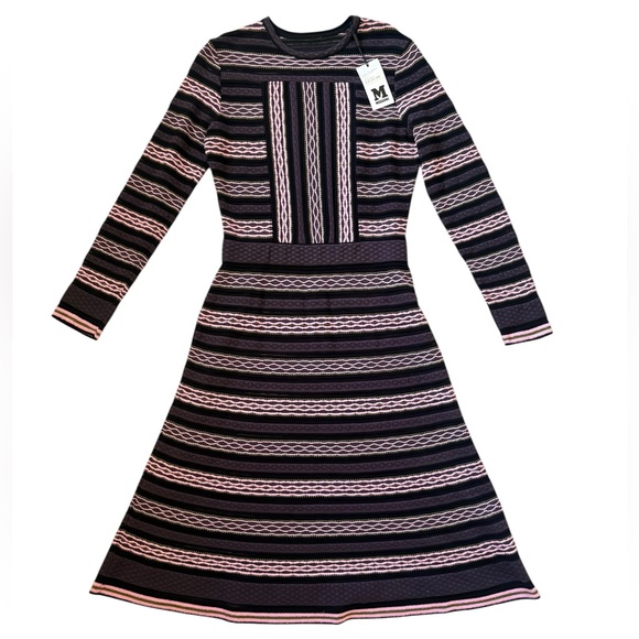 M by Missoni Dresses & Skirts - M Missoni Signature Knit Long Sleeve A-Line Dress Purple Pink Size IT 44 /US 8